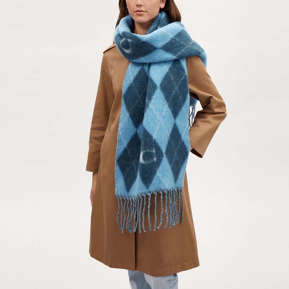 Argyle Print Oversized Muffler